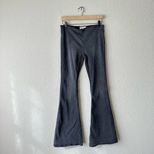 FREE PEOPLE Penny Pull On Flare Jeans in Washed Black